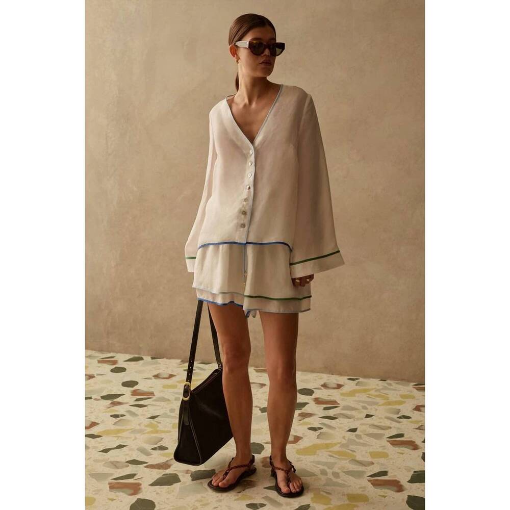 NEW SANCIA leona v neck shirt in white